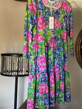 Lilly Pulitzer Disney Dreamin Floral Hawaiian 3/4 Sleeve Geanna Dress S NWT’s!